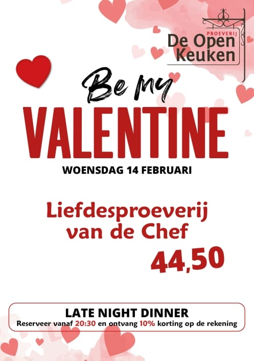 valentijnsdag proeverij de open keuken be my valentine